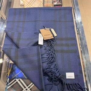 Burberry Navy Checkered Scarf